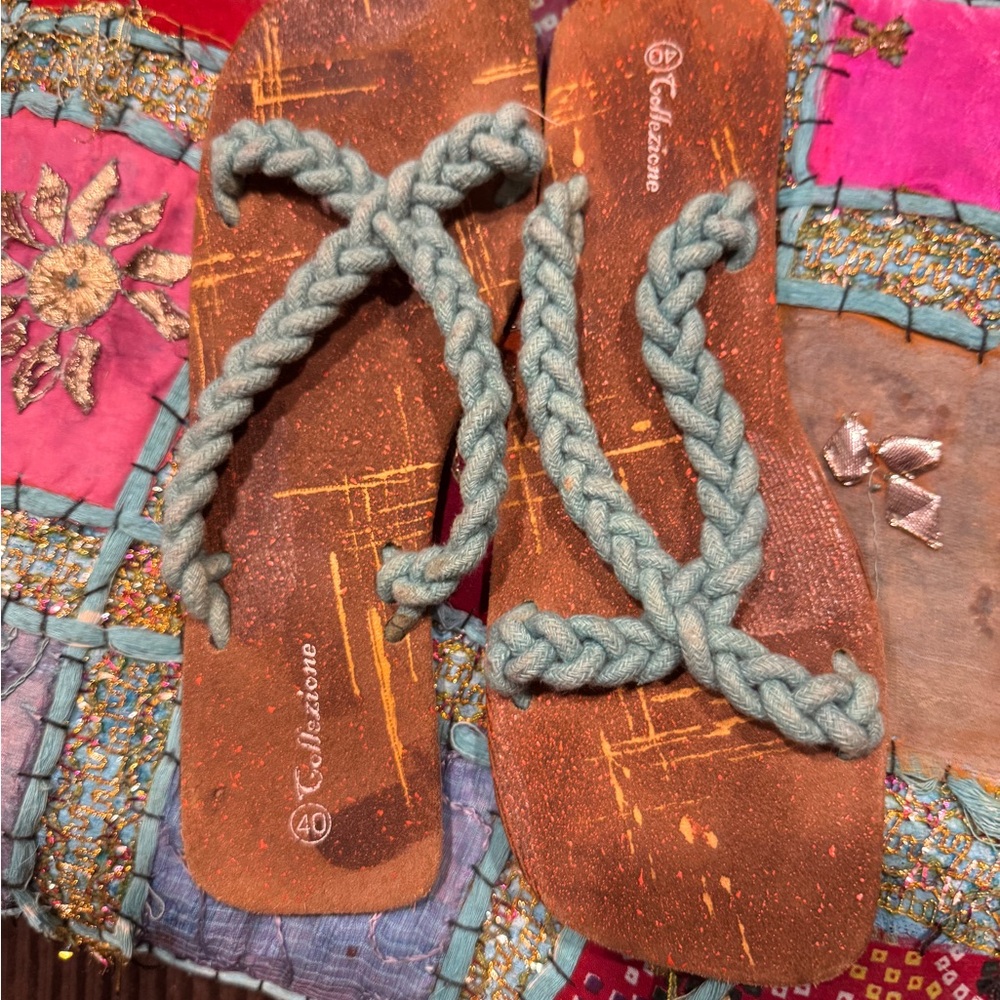 NWOT turquoise braided straps Sandals